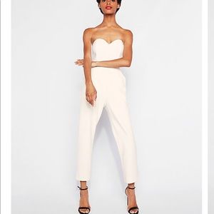 White sweetheart neckline jumpsuit